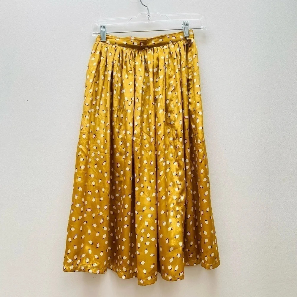 Vintage - Yellow Golden Leaf Pattern Skirt